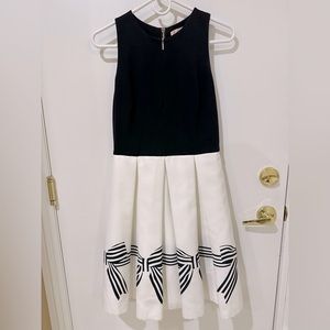 Ted Baker black and white Skater Dress with pleated skirt and bow design